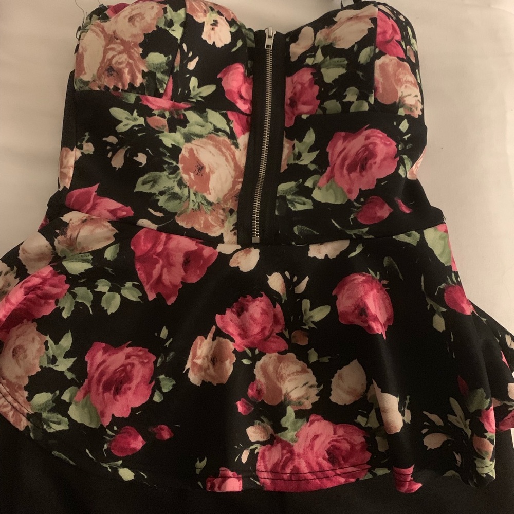 Floral and black romper